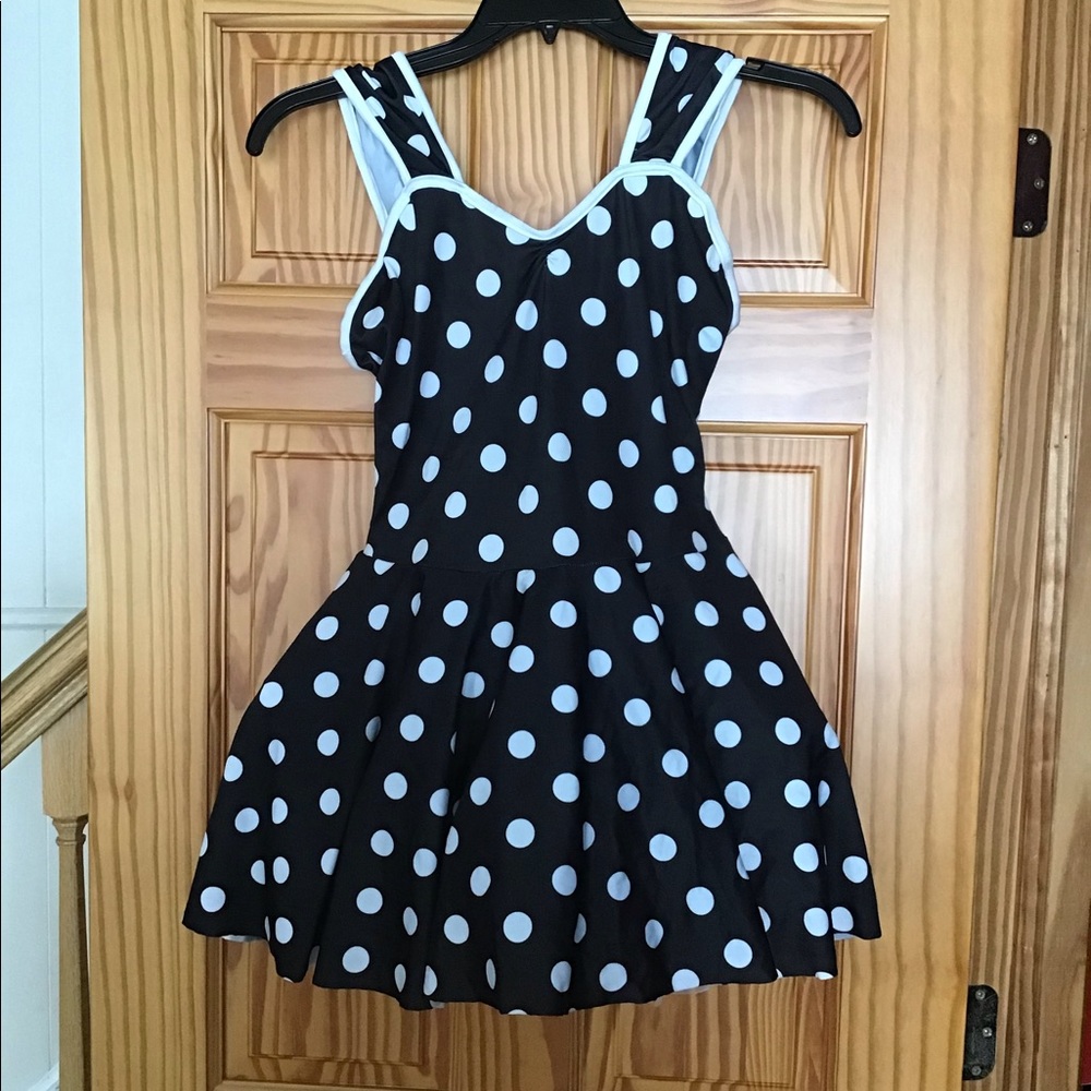 ROCKABILLY PIN UP COSTUME POLKA DOT SZ M HALLOWEEN BLACK & WHITE DANCE